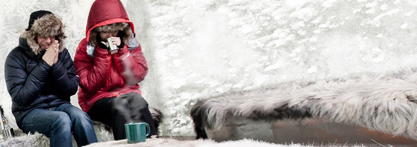 frierende Menschen in Winterkleidung